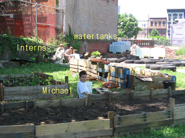 Water Tanks, Interns, Micheal, OTR Homegrown Garden